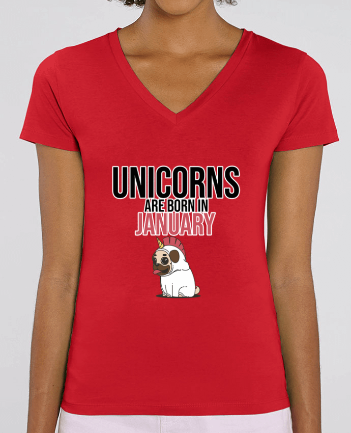 Women V-Neck T-shirt Stella Evoker Unicorns are born in january Par  Pao-store-fr