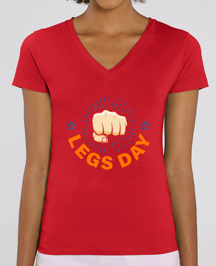 Women V-Neck T-shirt Stella Evoker LEGS DAY Par  tunetoo