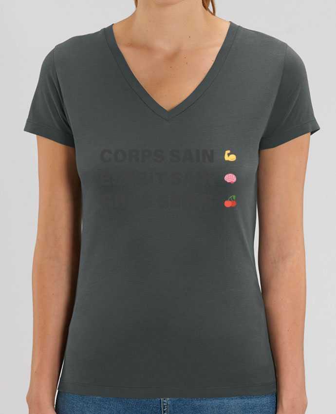 Women V-Neck T-shirt Stella Evoker Corps sain Esprit Sain gros Seins Par  tunetoo