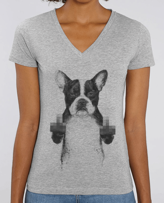 Camiseta Mujer Cuello V Stella EVOKER Censored dog Par  Balàzs Solti