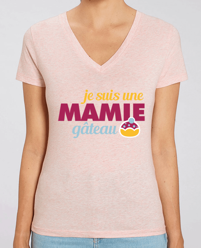 Women V-Neck T-shirt Stella Evoker Je suis une mamie gâteau Par  GraphiCK-Kids