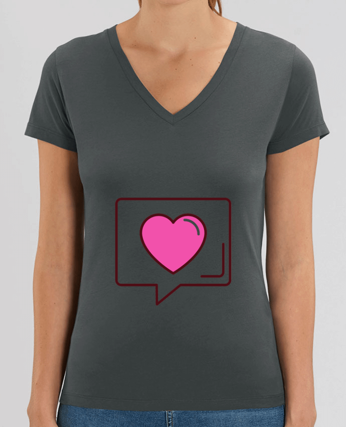 Tee Shirt Femme Col V Stella EVOKER Message d'amour Par  SébCreator