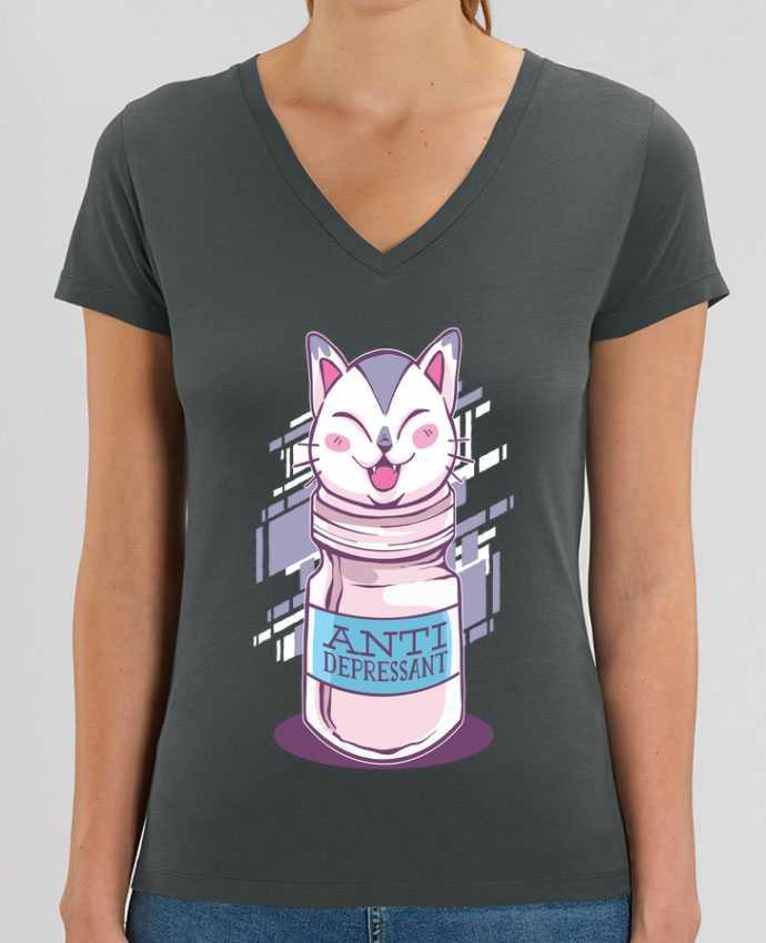 Tee-shirt femme Anti Depressive Cat Par  cottonwander