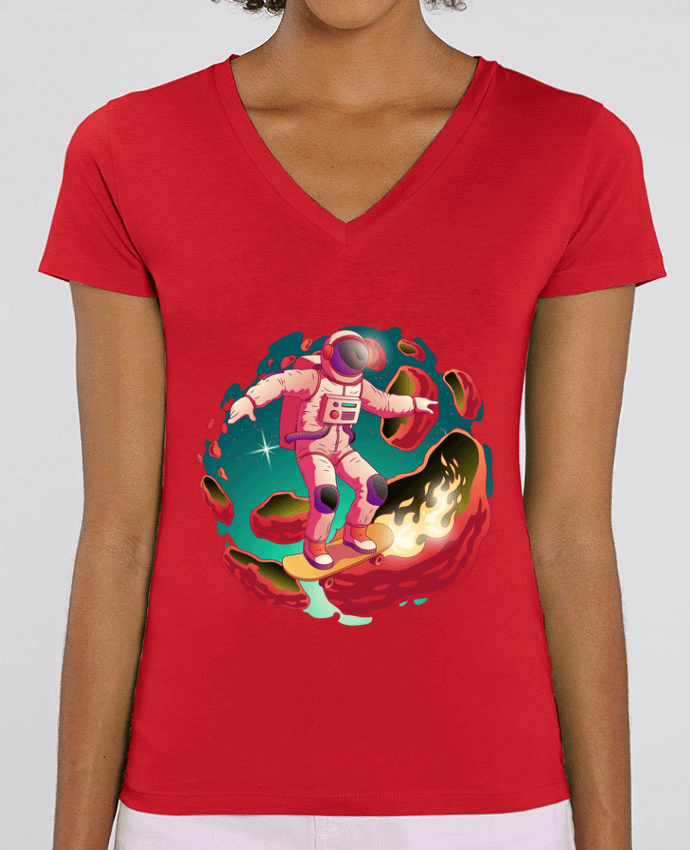 Camiseta Mujer Cuello V Stella EVOKER Astronaute Skateur Par  FREDO237