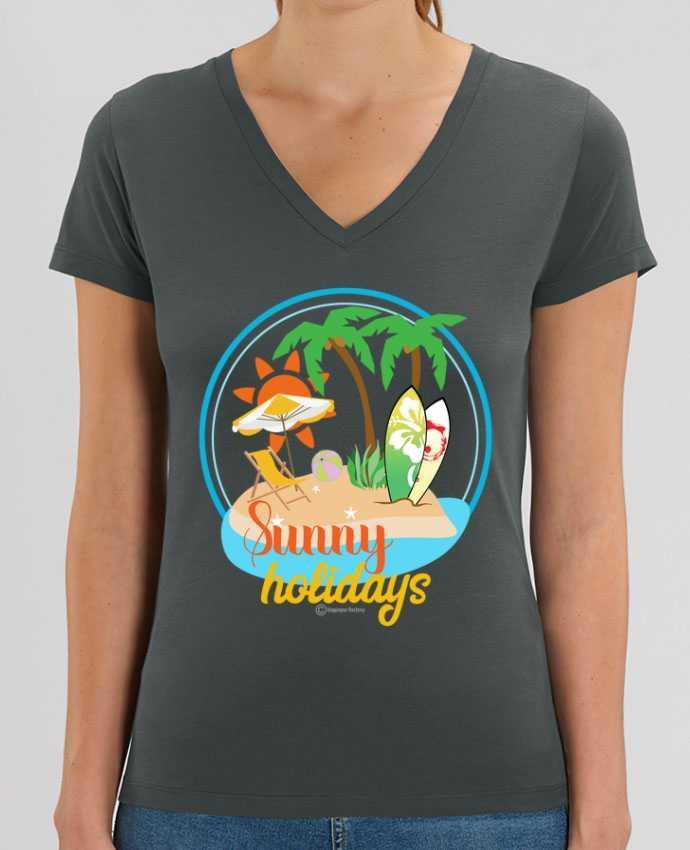 Camiseta Mujer Cuello V Stella EVOKER Sunny holidays - modèle t-shirt clair Par  bigpapa-factory