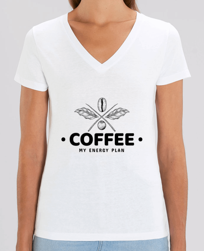 Camiseta Mujer Cuello V Stella EVOKER Coffee my energy plan Par  Bossmark