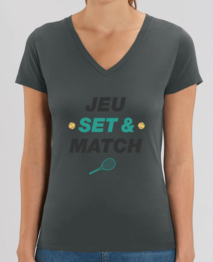 Women V-Neck T-shirt Stella Evoker Jeu Set & Match Par  tunetoo