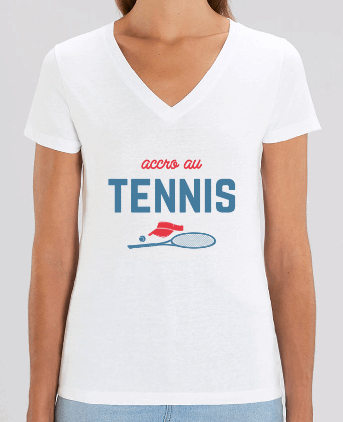 Women V-Neck T-shirt Stella Evoker Accro au tennis Par  tunetoo