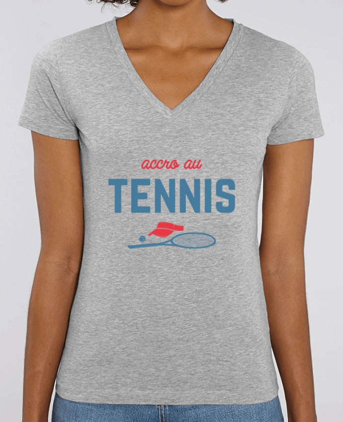 Women V-Neck T-shirt Stella Evoker Accro au tennis Par  tunetoo