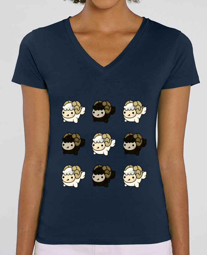 Women V-Neck T-shirt Stella Evoker Cabritas de Colores en Miniatura Par  MaaxLoL