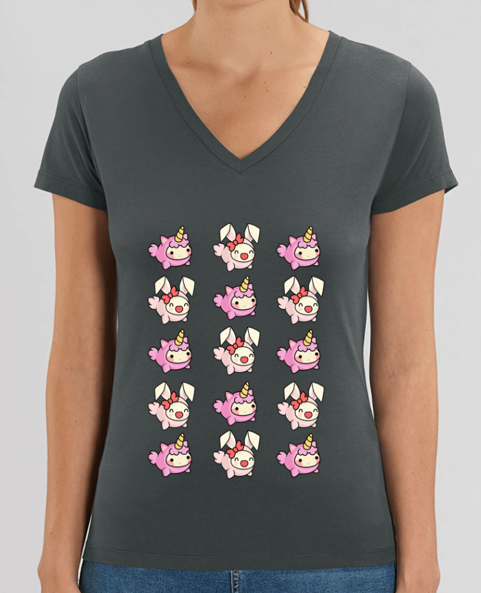 Camiseta Mujer Cuello V Stella EVOKER Mini Conejitos Cosplay Par  MaaxLoL