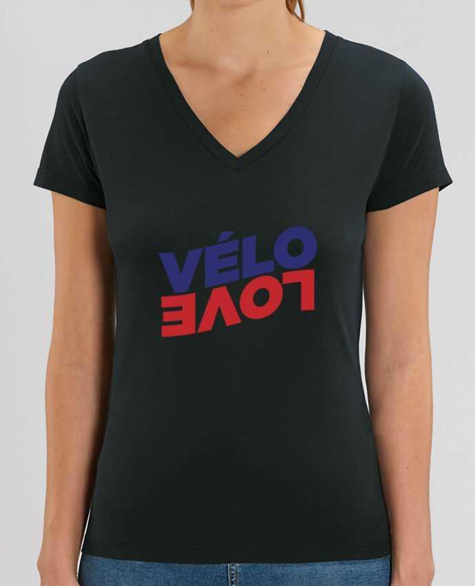 Women V-Neck T-shirt Stella Evoker Vélo Love Par  tunetoo