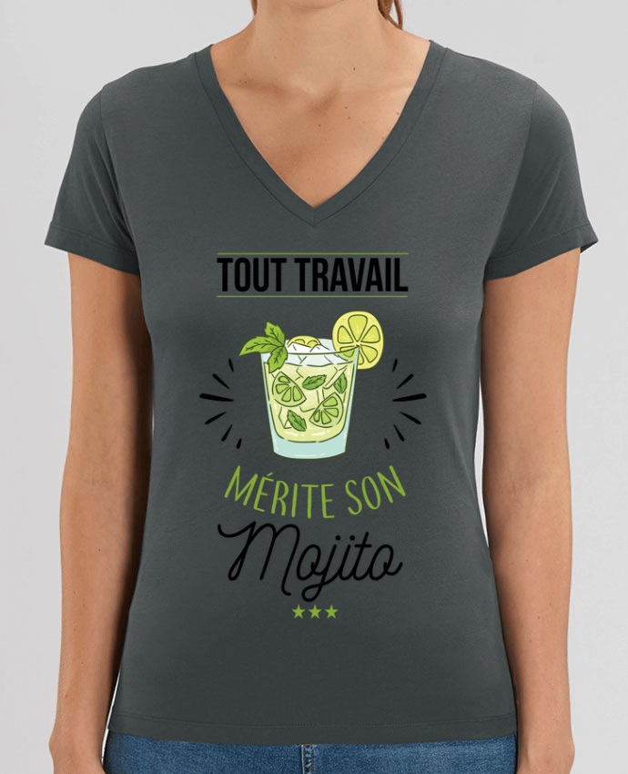 Tee-shirt femme Tout travail mérite son mojito Par  La boutique de Laura