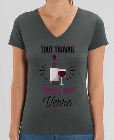 Tee-shirt femme Tout travail mérite son verre Par  La boutique de Laura