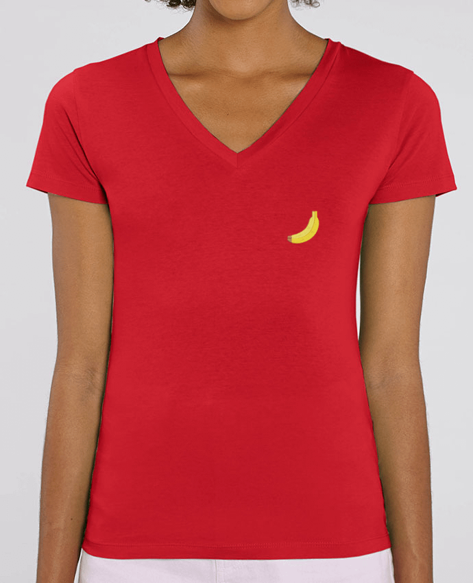 Camiseta Mujer Cuello V Stella EVOKER brodé Banane Par  tunetoo