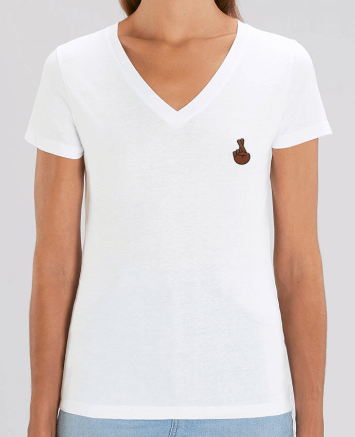Tee-shirt femme brodé Doigts croisés black Par  tunetoo