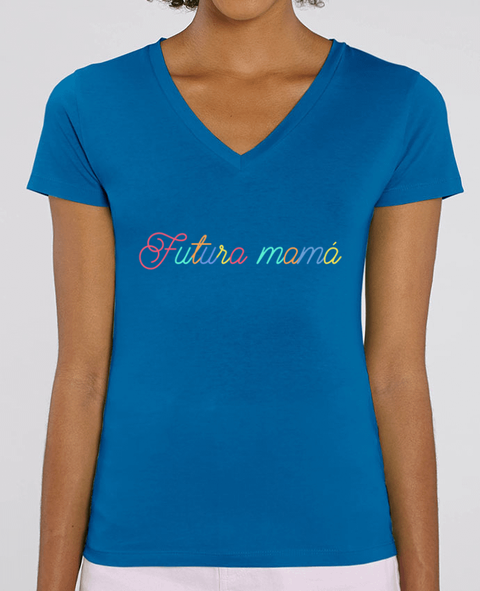 Camiseta Mujer Cuello V Stella EVOKER brodé Futura mama Par  tunetoo