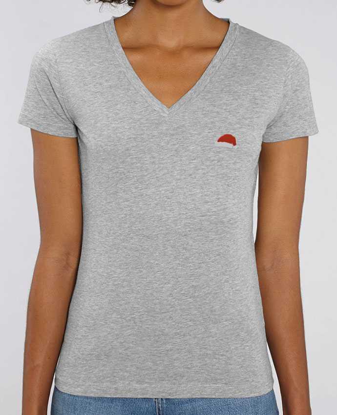 Women V-Neck T-shirt Stella Evoker brodé Bonnet de noël Par  tunetoo