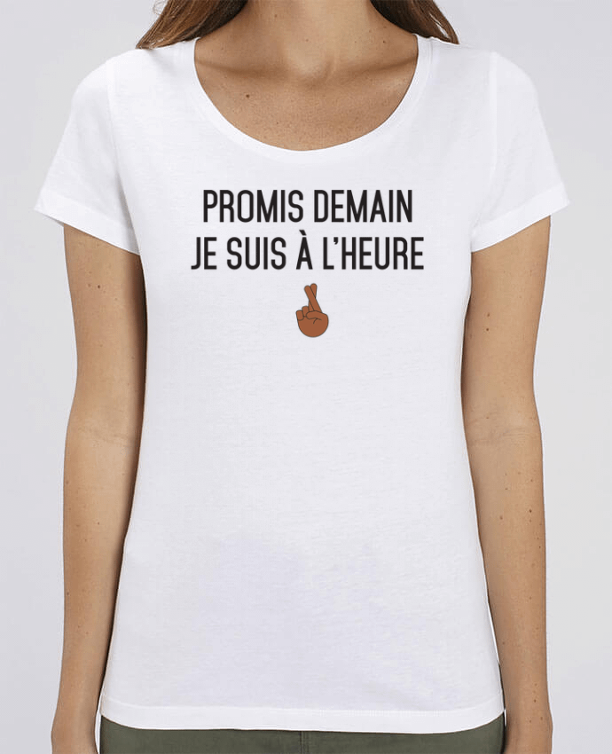 T-shirt Femme Promis demain je suis à l'heure - black version par tunetoo