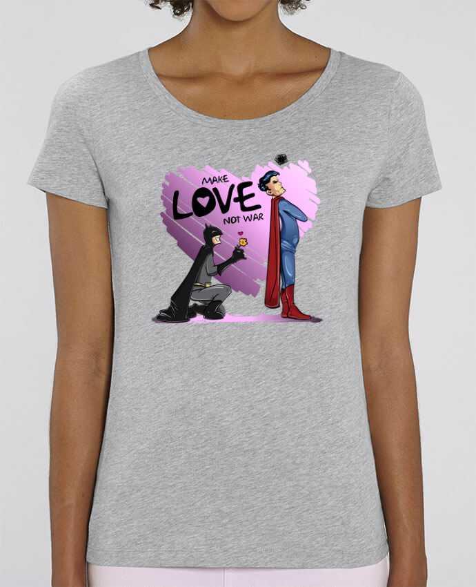 Essential women\'s t-shirt Stella Jazzer MAKE LOVE NOT WAR (BATMAN VS SUPERMAN) by teeshirt-design.com