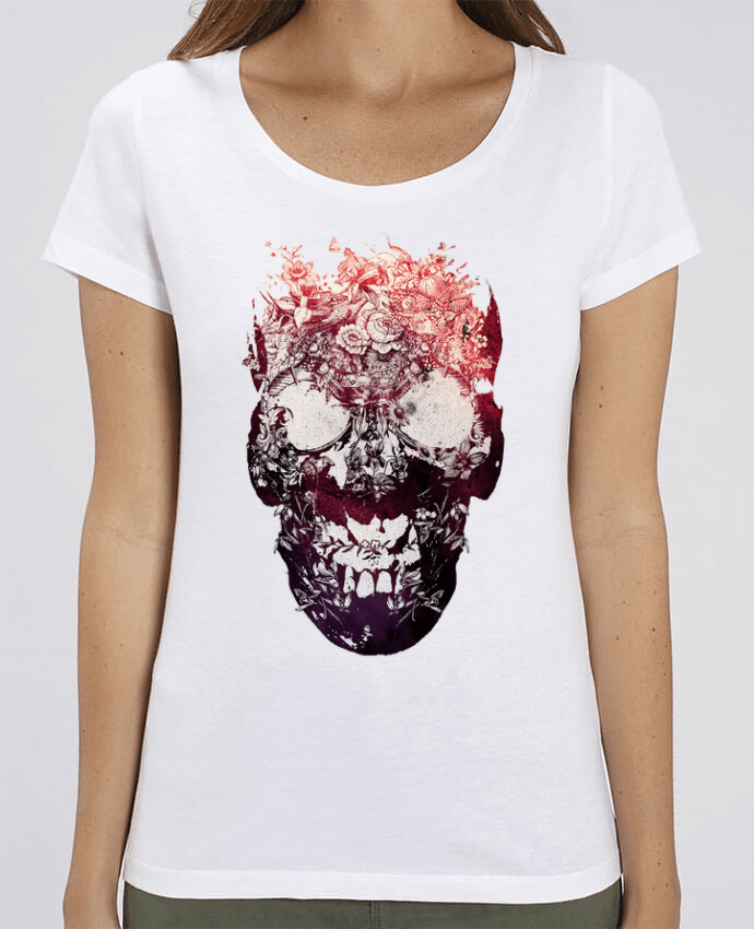 Essential women\'s t-shirt Stella Jazzer Floral skull by ali_gulec