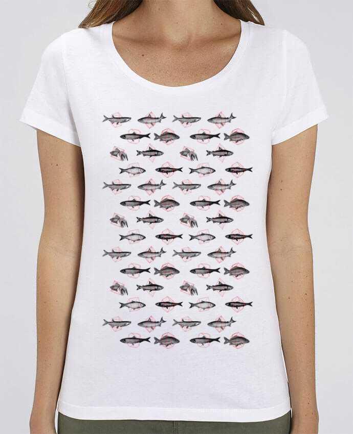 Essential women\'s t-shirt Stella Jazzer Fishes in geometrics by Florent Bodart