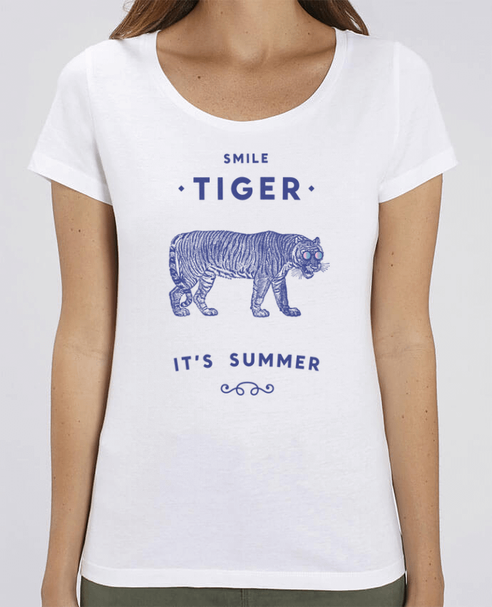 Essential women\'s t-shirt Stella Jazzer Smile Tiger by Florent Bodart