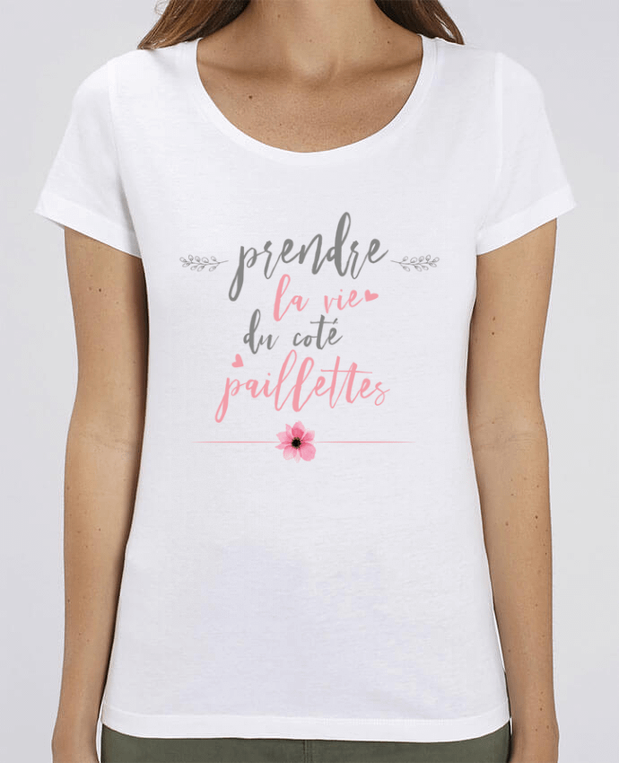 T-shirt Femme Prendre la vie du coté paillettes par tunetoo