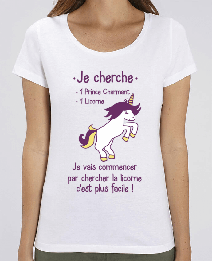 Camiseta Essential pora ella Stella Jazzer Je cherche un prince charmant et une licorne por Benichan