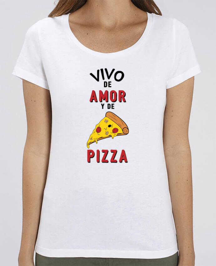 Camiseta Essential pora ella Stella Jazzer Vivo de amor y de pizza por tunetoo