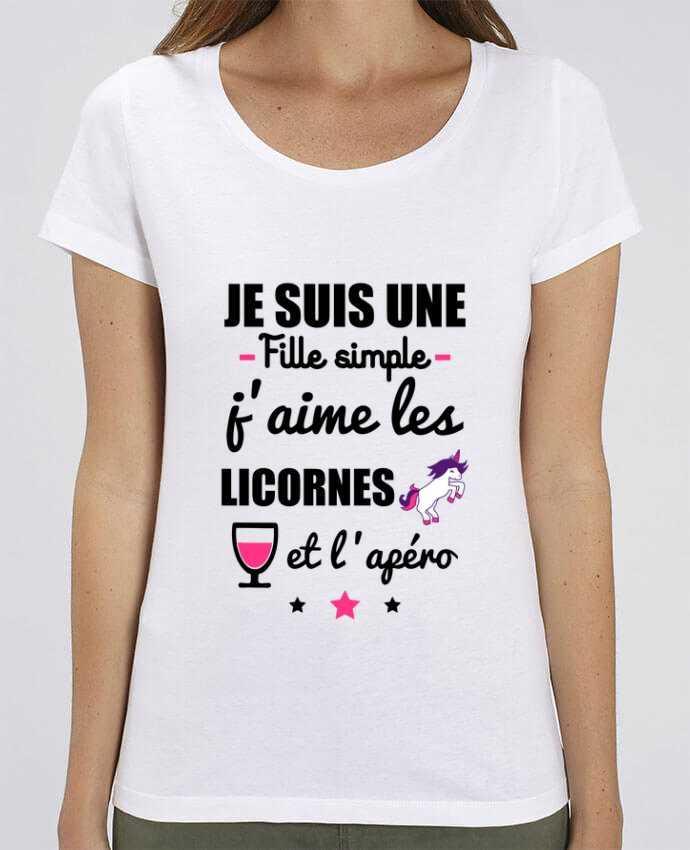 Essential women\'s t-shirt Stella Jazzer Je suis une fille simple, j'aime les licornes et l'apéro by Benichan