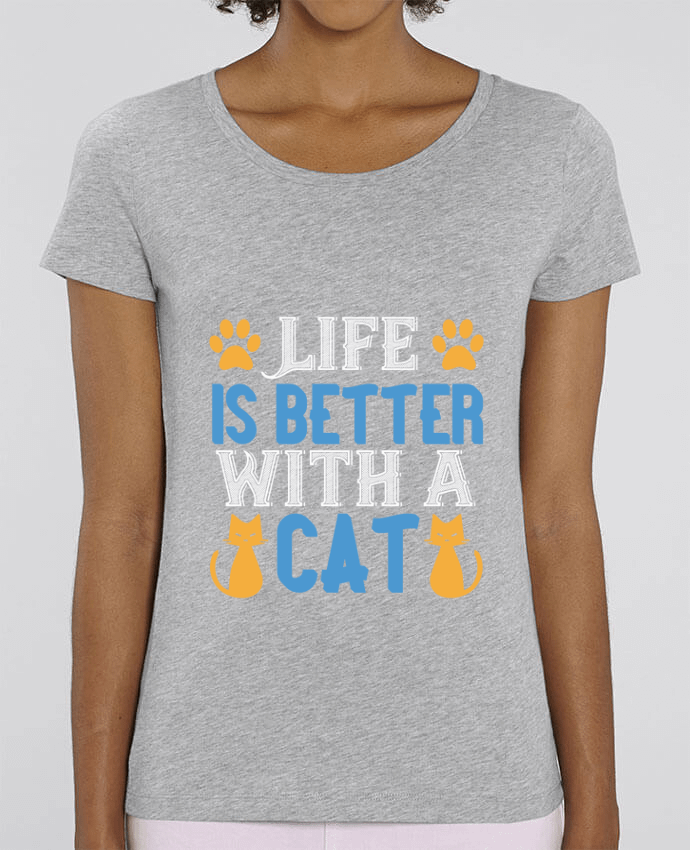 Essential women\'s t-shirt Stella Jazzer La vie est meilleure avec un chat by Boxsoo