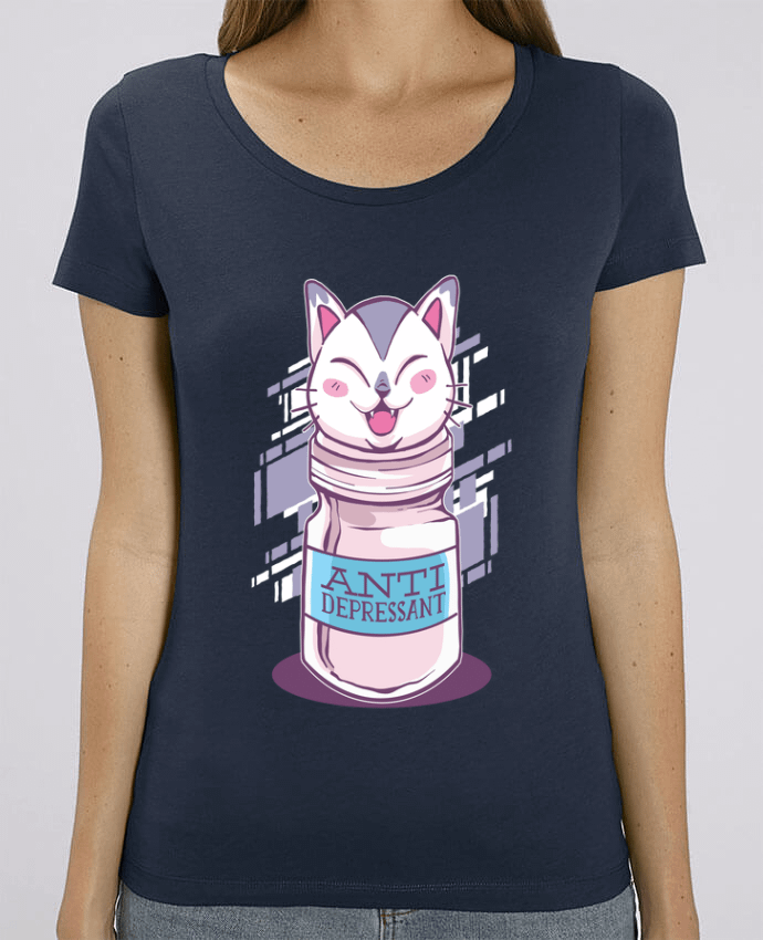 Camiseta Essential pora ella Stella Jazzer Anti Depressive Cat por cottonwander