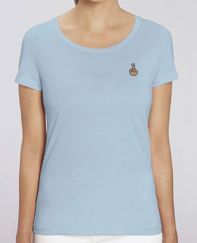 T-shirt femme brodé Doigts croisés white by tunetoo