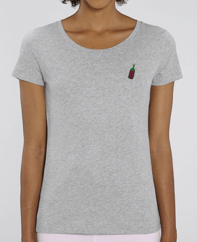 T-shirt femme brodé Wine bottle por tunetoo