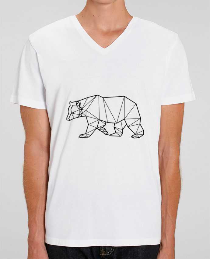 Men V-Neck T-shirt Stanley Presenter Bear Animal Prism by Yorkmout