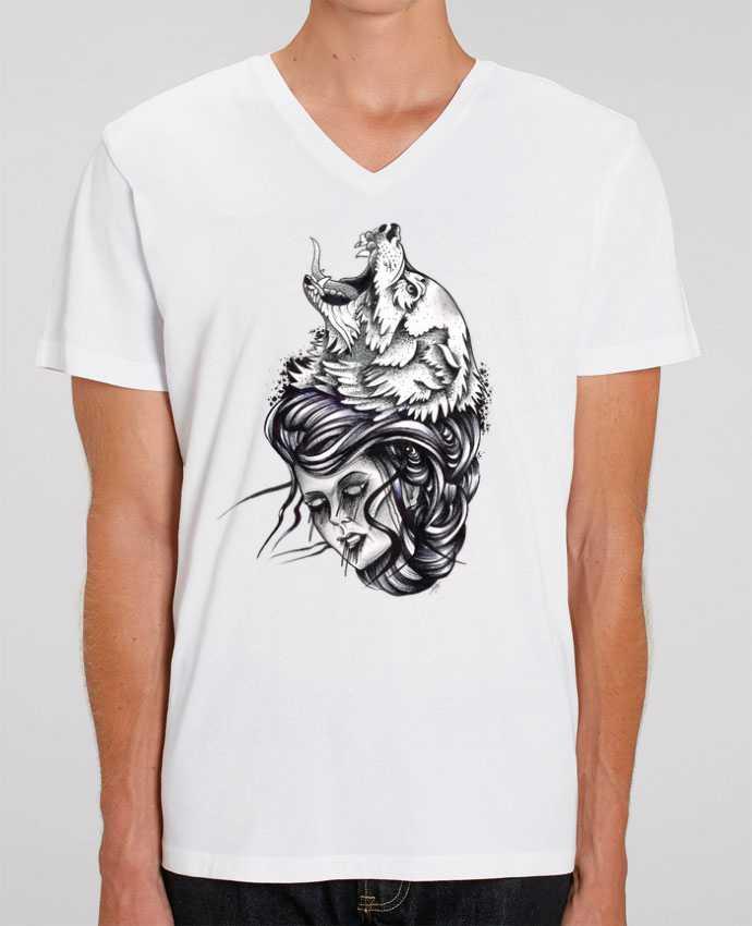 Camiseta Hombre Cuello V Stanley PRESENTER Femme & Loup por david