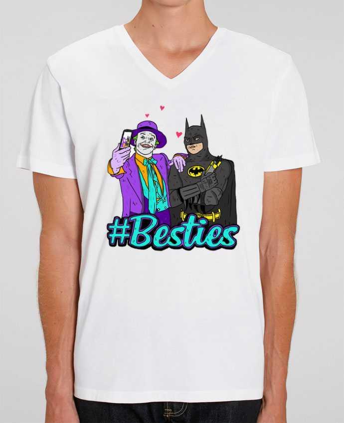 Tee Shirt Homme Col V Stanley PRESENTER #Besties Batman by Nick cocozza