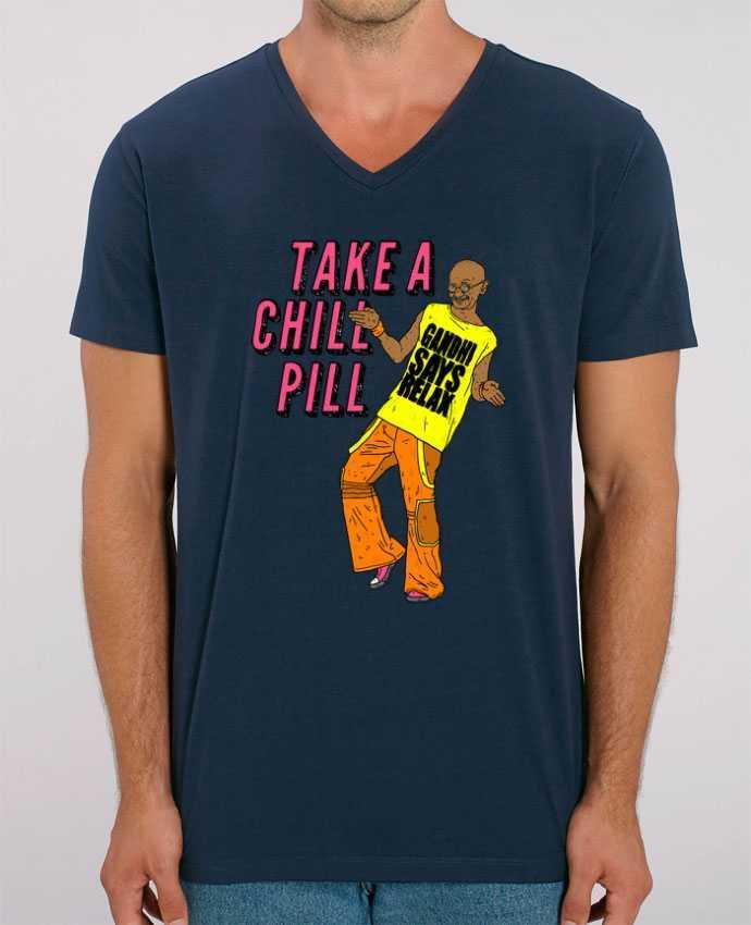 Men V-Neck T-shirt Stanley Presenter Chill Pill by Nick cocozza