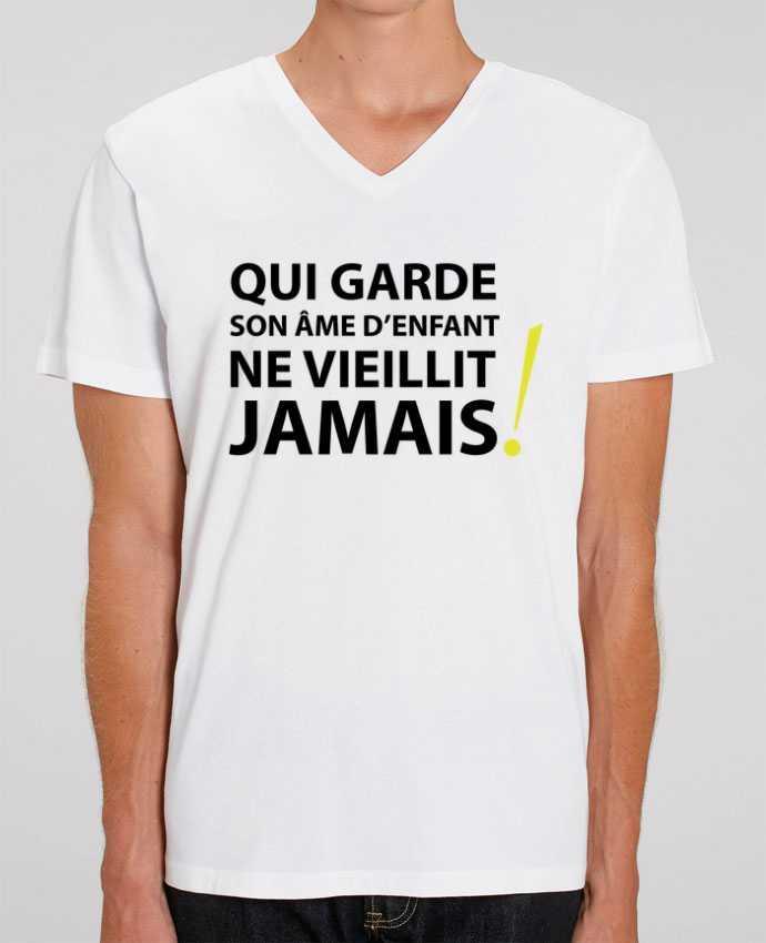 Men V-Neck T-shirt Stanley Presenter Qui garde son âme d'enfant ne vieillit jamais by LF Design