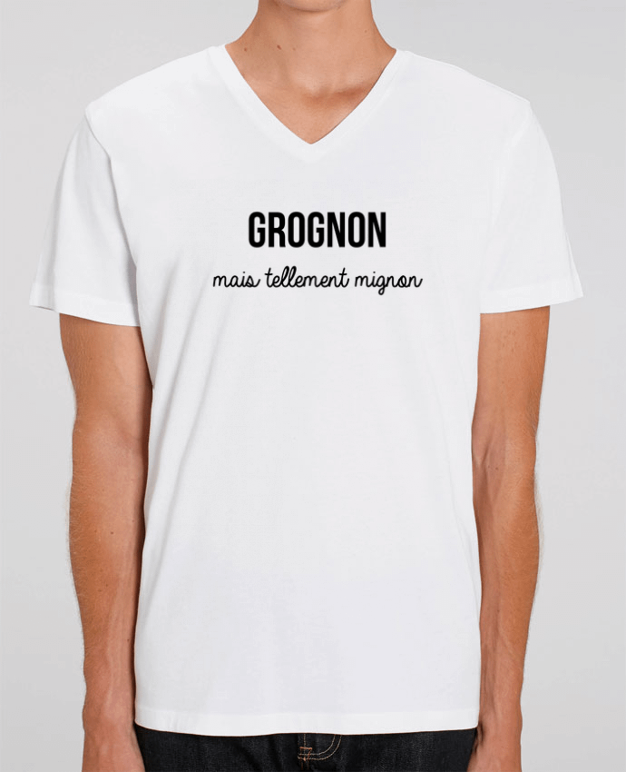 Men V-Neck T-shirt Stanley Presenter Grognon by tunetoo
