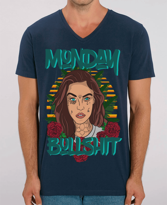 Camiseta Hombre Cuello V Stanley PRESENTER Monday bullshit por 