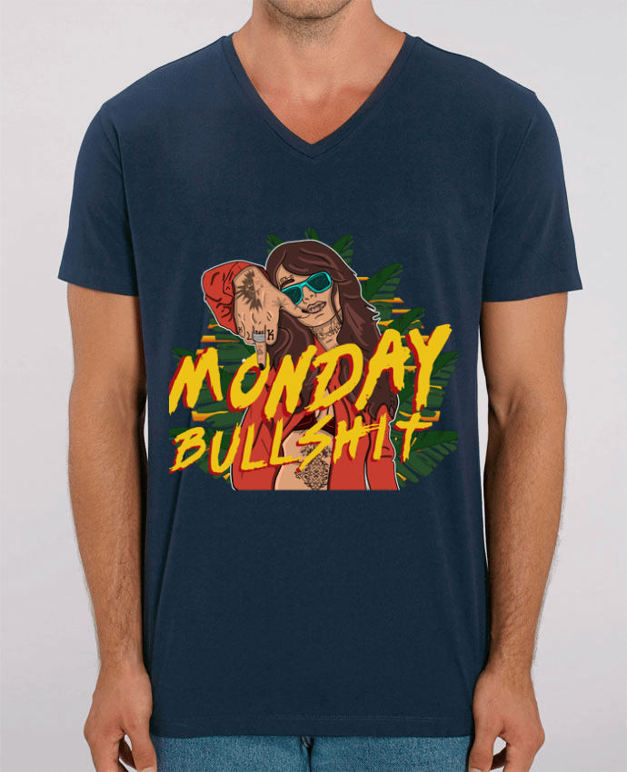 Camiseta Hombre Cuello V Stanley PRESENTER Monday Bullshit series por 