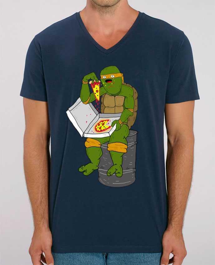 Men V-Neck T-shirt Stanley Presenter Pizza by Nick cocozza