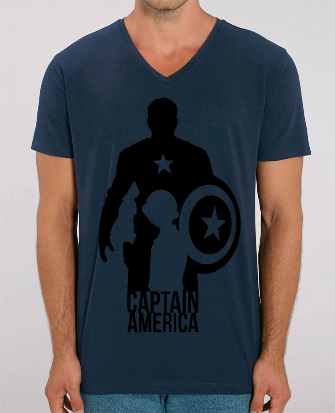 Men V-Neck T-shirt Stanley Presenter Captain america by Kazeshini