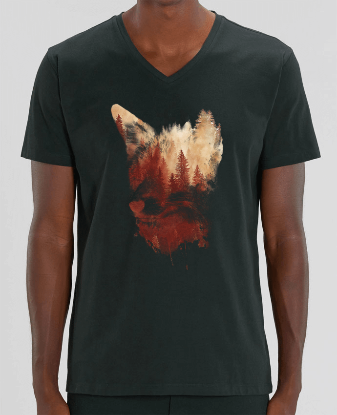 Men V-Neck T-shirt Stanley Presenter Blind fox by robertfarkas