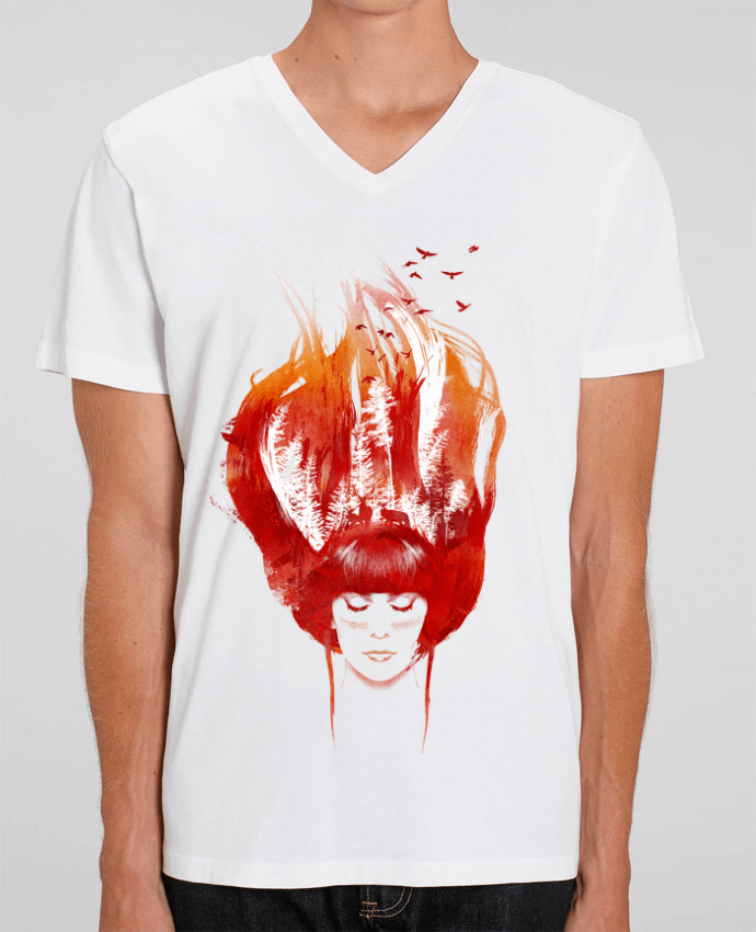 Camiseta Hombre Cuello V Stanley PRESENTER Burning forest por robertfarkas