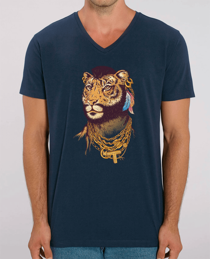 Men V-Neck T-shirt Stanley Presenter Mr tiger by Enkel Dika