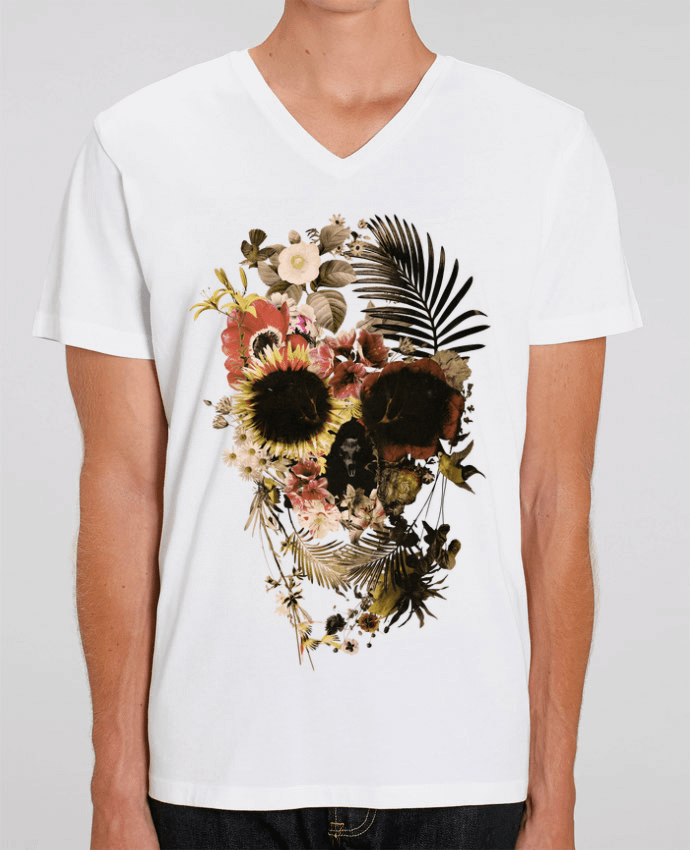 Men V-Neck T-shirt Stanley Presenter Garden Skull by ali_gulec