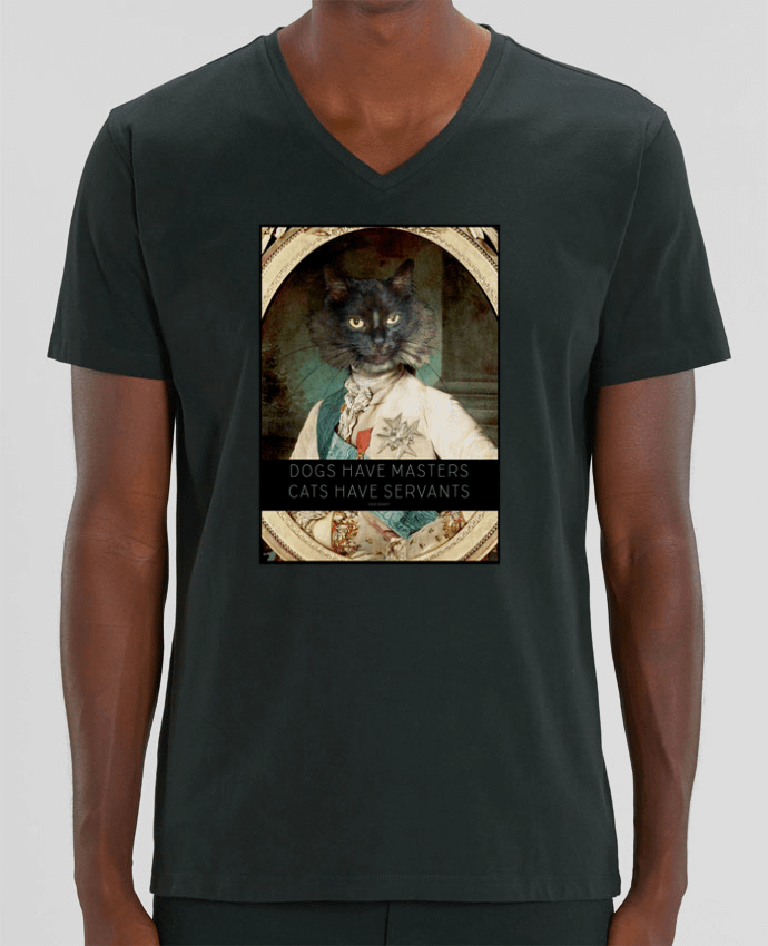 Men V-Neck T-shirt Stanley Presenter King Cat by Tchernobayle